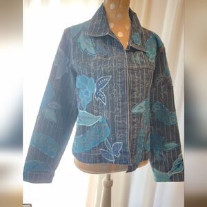CHICOS Embroidered Denim Jacket CHICO SIZE 2